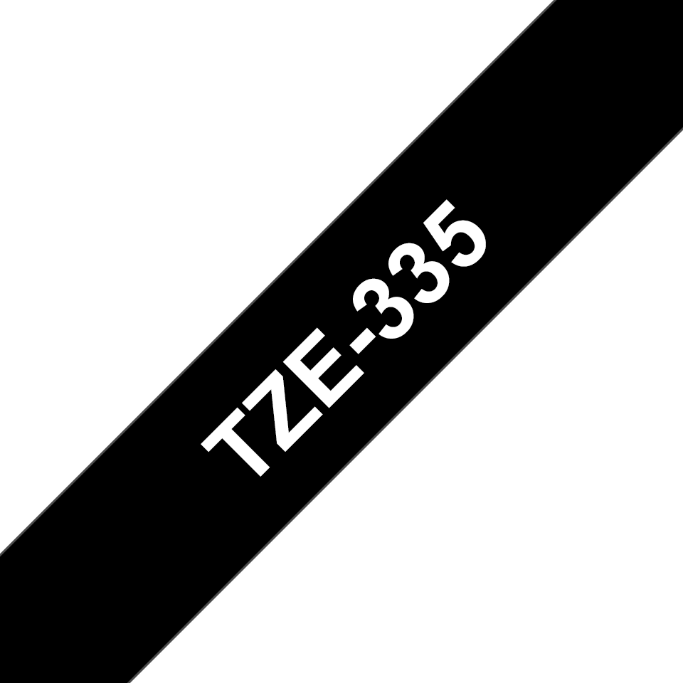 Genuine Brother TZe-335 Labelling Tape – White on Black, 12mm wide